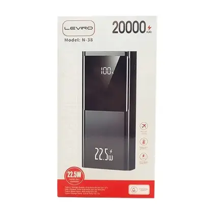 پاوربانک 20000 میلی‌آمپر برند LEVINO مدل N38
