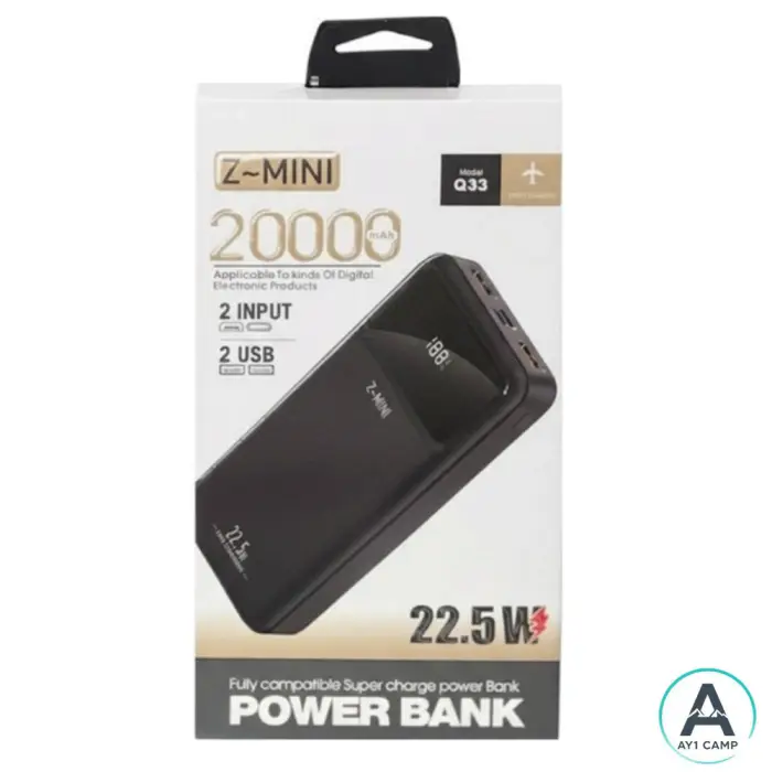 پاوربانک 20000 میلی آمپر Z-MINI مدل Q33