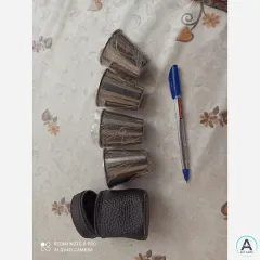 ست لیوان استیل 4 عددی با کیف چرمی