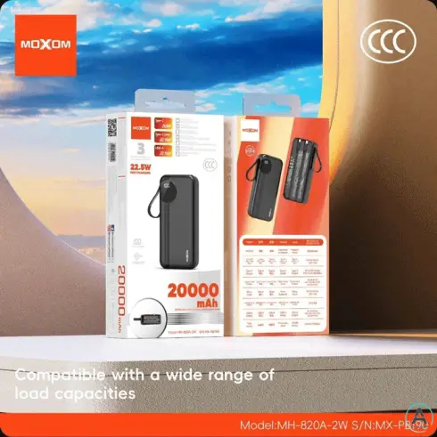 پاوربانک موکسوم مدل MX-PB190 ظرفیت20000 میلی آمپر ساعت