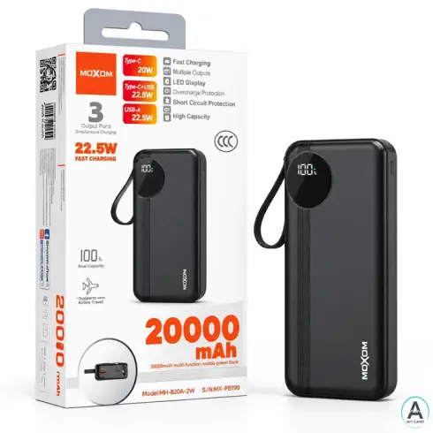 پاوربانک موکسوم مدل MX-PB190 ظرفیت20000 میلی آمپر ساعت