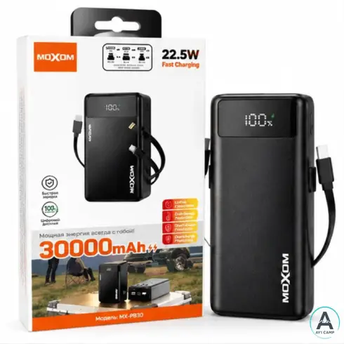 پاوربانک MOXOM مدل MX-PB226 ظرفیت 30000 میلی‌ آمپر ساعت