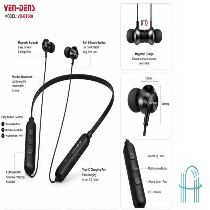 هندزفری گردنی بی سیم Ven-Dens Vd-Bt060 | Techstudio