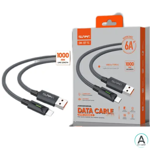 کابل شارژ SUNPIN مدل USB C به USB C با توان 100 وات