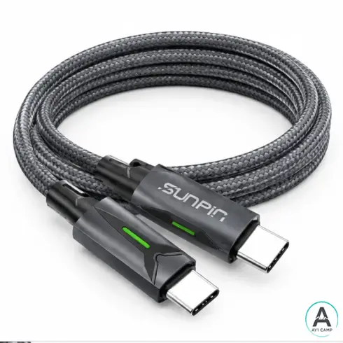 کابل شارژ SUNPIN مدل USB C به USB C با توان 100 وات