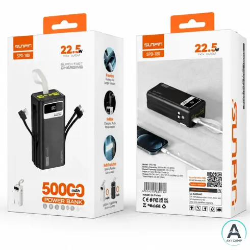 پاوربانک سان‌پین مدل SPD-180 با ظرفیت 50000