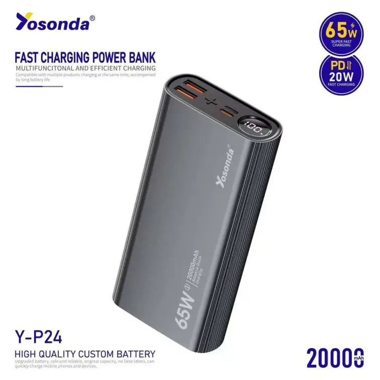 پاوربانک 20000اورجینال برند ،yosonda مدل Y-P24