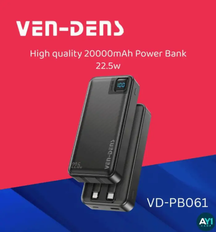 پاوربانک 20000 میلی آمپر برند وندنز مدلVD-PB061